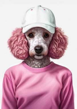 Pink Poodle in a Cap