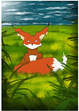 Fox in Grass by Water