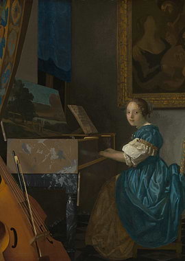 Woman Playing Harpsichord