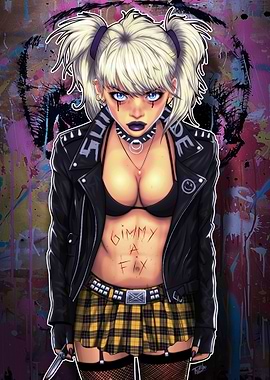 Punk Rock Girl with Knife