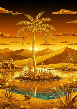 Golden Oasis Sunset