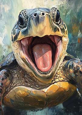 Smiling Turtle Painting