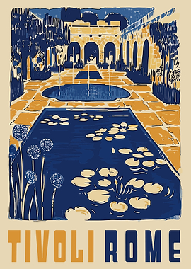 Tivoli Gardens, Rome art print - Rome travel poster / Italy wall art print / Italy home decor / Travel wall art poster / Unique city print