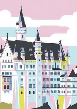 Neuschwanstein Castle Illustration Germany