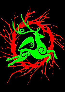 Green Deer with Red Splashes