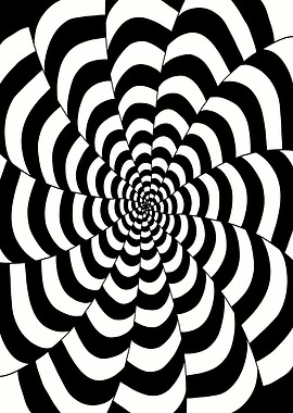 Hypnotic Spiral, Bold Black & White Illusion, Op Art