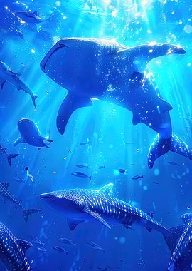 Whale Sharks Underwater