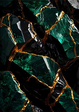 Emerald and Gold Abstract