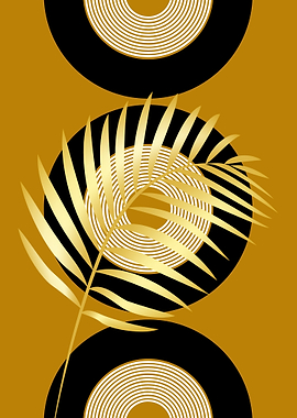 Gold Palm Leaf Abstract Art