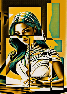 Woman in Geometric Art
