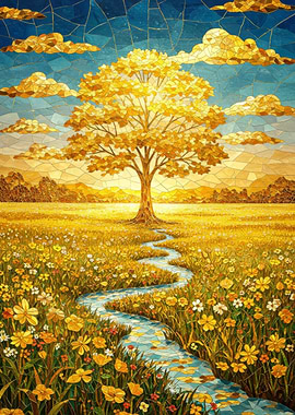 Golden Tree Mosaic Garden