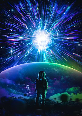 Astronaut Witnessing Cosmic Explosion