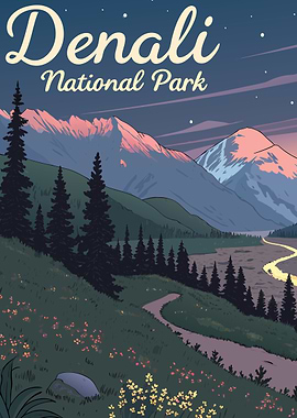 Denali National Park Illustration