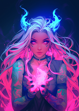 Neon Flame Girl