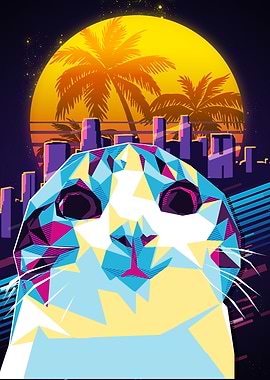 smiling cat meme Retro 80s Art