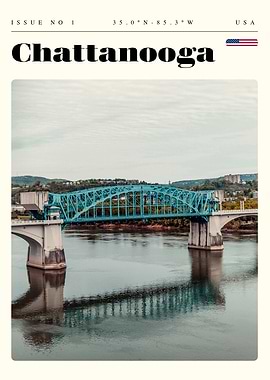 Chattanooga Tennessee Bridge Travel Art Poster