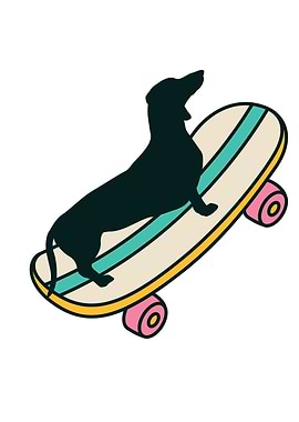 Dachshund Skateboarding