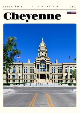 Cheyenne Capitol Building Wyoming Travel Art Poster