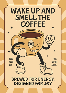 Coffee Energy Cartoon Poster