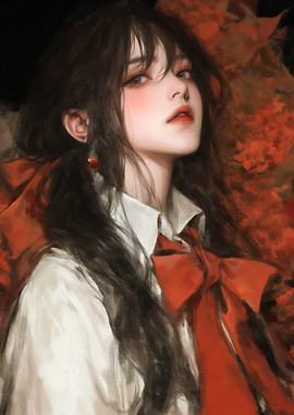 Anime Girl with Red Bow