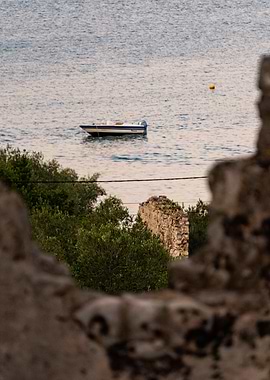 Boat and Ruins by the Sea