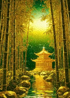 Golden Pagoda in Bamboo Forest