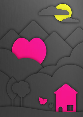 Dark paper-cut landscape with a little light