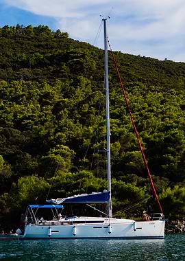 Sailboat Docked in a Cove