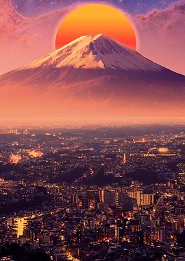 Mount Fuji Sunset Cityscape