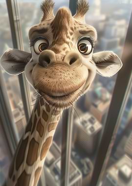 Smiling Giraffe Portrait