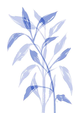 Blue Watercolor Bamboo Two