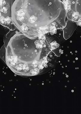 Monochrome Abstract Ink Bubbles