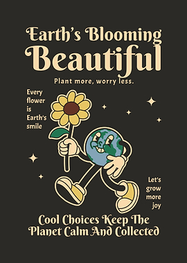 Retro Cartoon Earth Art