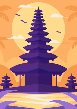 Balinese Temple Silhouette