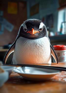 Angry Penguin at the Table