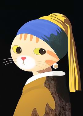 Pearl Earring Cat