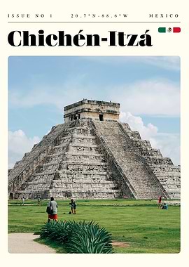 Chichen Itza Pyramid Mexico Travel Art Poster