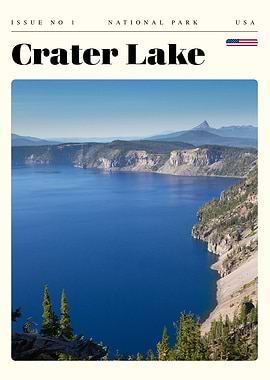 Crater Lake National Park Travel Art Poster