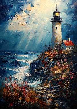 Lighthouse on a Rocky Coast