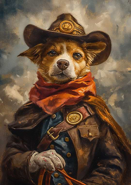 Dog in Cowboy Attire