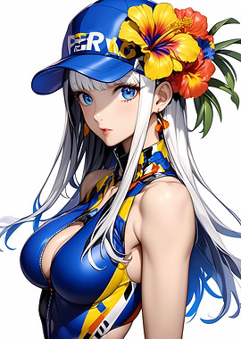 Anime Girl with Blue Cap