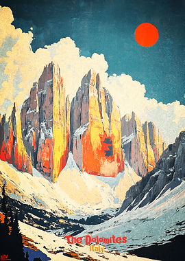 Dolomites Mountain Art Poster