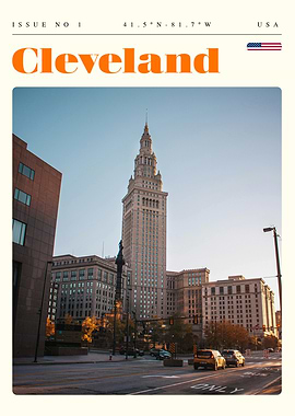 Cleveland Ohio Skyline Travel Art Poster