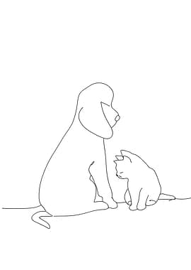 Dog and Cat Line Art