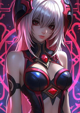 Anime Girl with Red Eyes Gaming