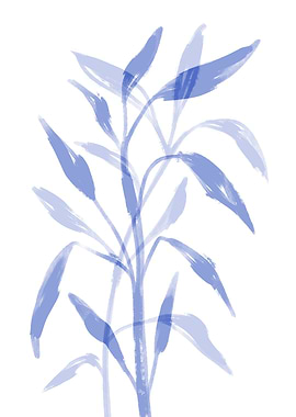 Blue Watercolor Bamboo One