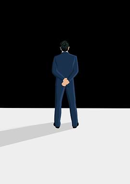 Man in Suit Facing Darkness