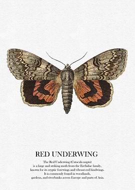 Red Underwing Moth Illustration