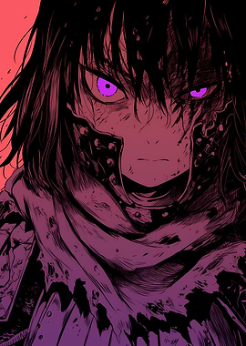 Anime Character with Purple Eyes