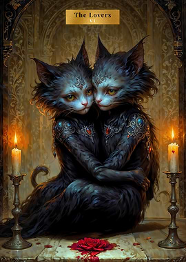 The Lovers - Cat Tarot Card